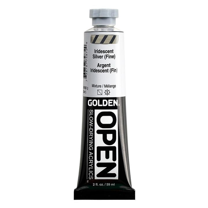 GOLDEN OPEN Vernice acrilica iridescente ad asciugatura lenta – 7487 Argento Fine
