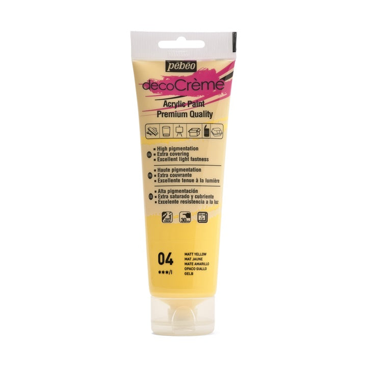 Vernice acrilica  Pebeo decoCreme 120 ml | colori diversi - 04 giallo opaco