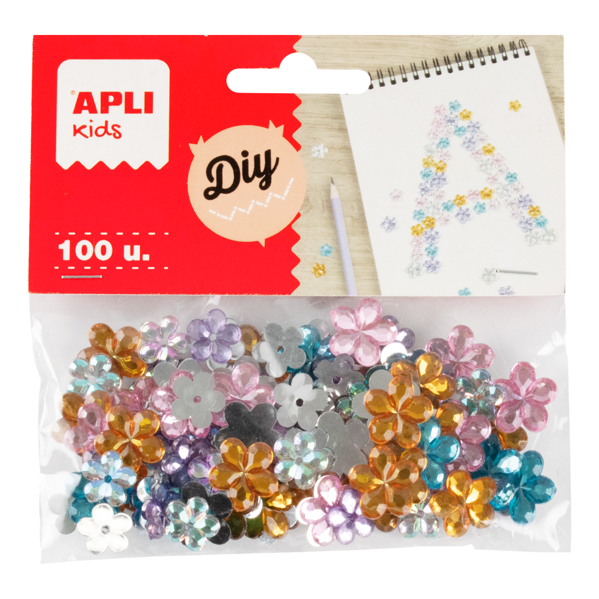 APLI strass acrilici decorativi 100 pz, mix di dimensioni e colori – fiori