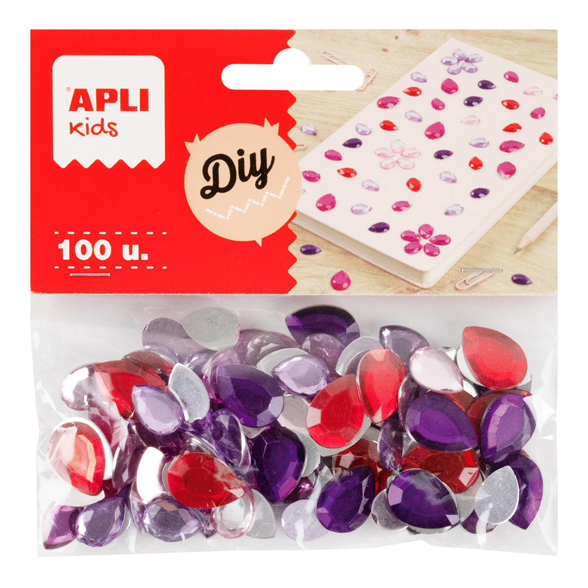 APLI strass acrilici decorativi 100 pz, mix di dimensioni e colori – gocce