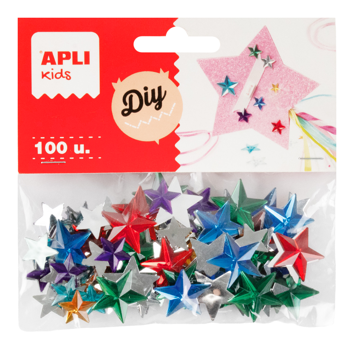 APLI strass acrilici decorativi 100 pz, mix di dimensioni e colori – stelle