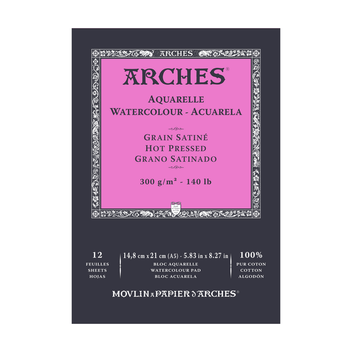 ARCHES blocco acquerello satinata HP bianco naturale 300 g/m² A5 – A3 - 12 fogli