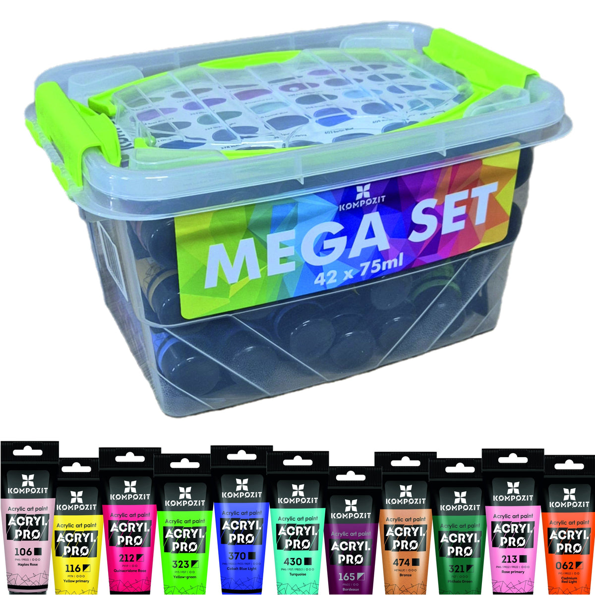 Set di colori acrilici ACRYL PRO Kompozit in box - 42 x 75 ml