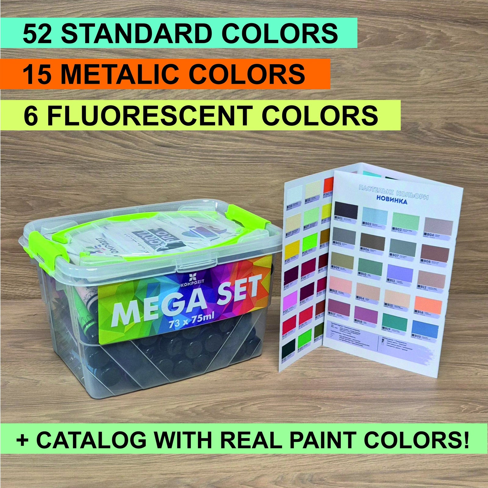 Set di colori acrilici Kompozit ACRYL PRO BOX 73 x 75 ml