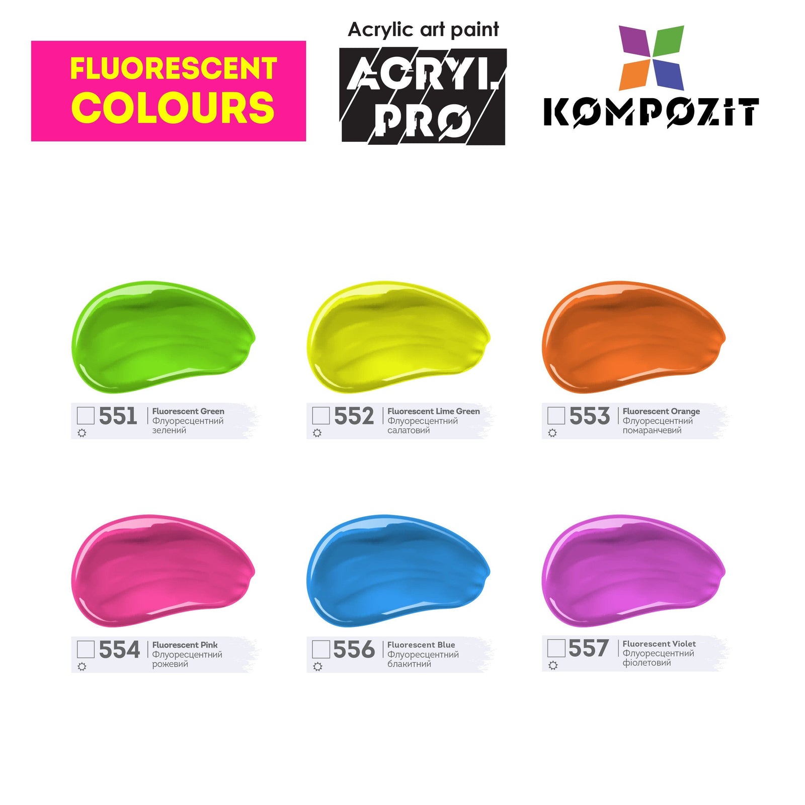 Set di colori acrilici Kompozit ACRYL PRO BOX 73 x 75 ml