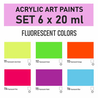 Set di colori acrilici Kompozit STANDART Fluorescent 6 x 20 ml