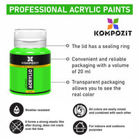 Set di colori acrilici Kompozit STANDART Fluorescent 6 x 20 ml