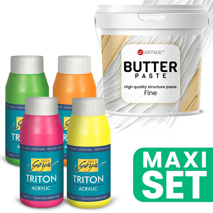 ARTMIE Butter 3D Paste e TRITON Acrylic Paint Set - Tonalità fluorescenti