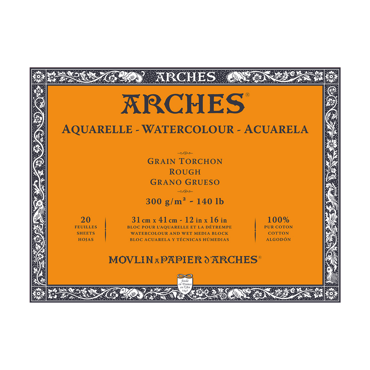 Blocco acquerello ARCHES Rough bianco naturale 300 g/m² 10 – 31 cm - 20 fogli