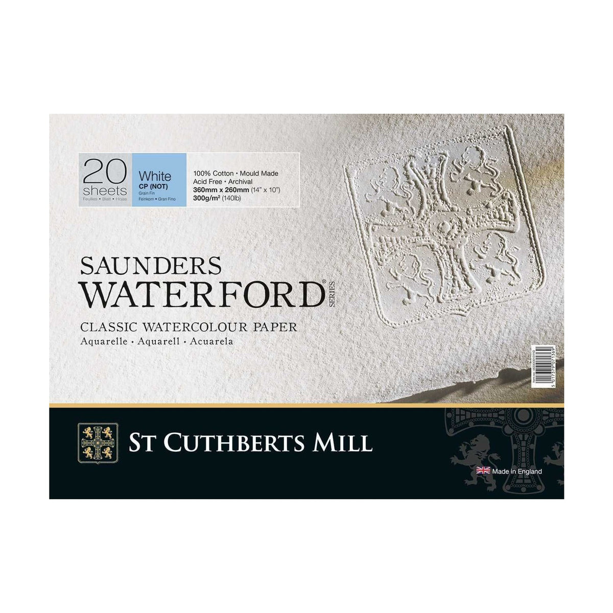 Blocco acquerello CANSON St Cuthberts Saunders Waterford CP bianco 300 g/m² 20 fogli – 26 – 51 cm