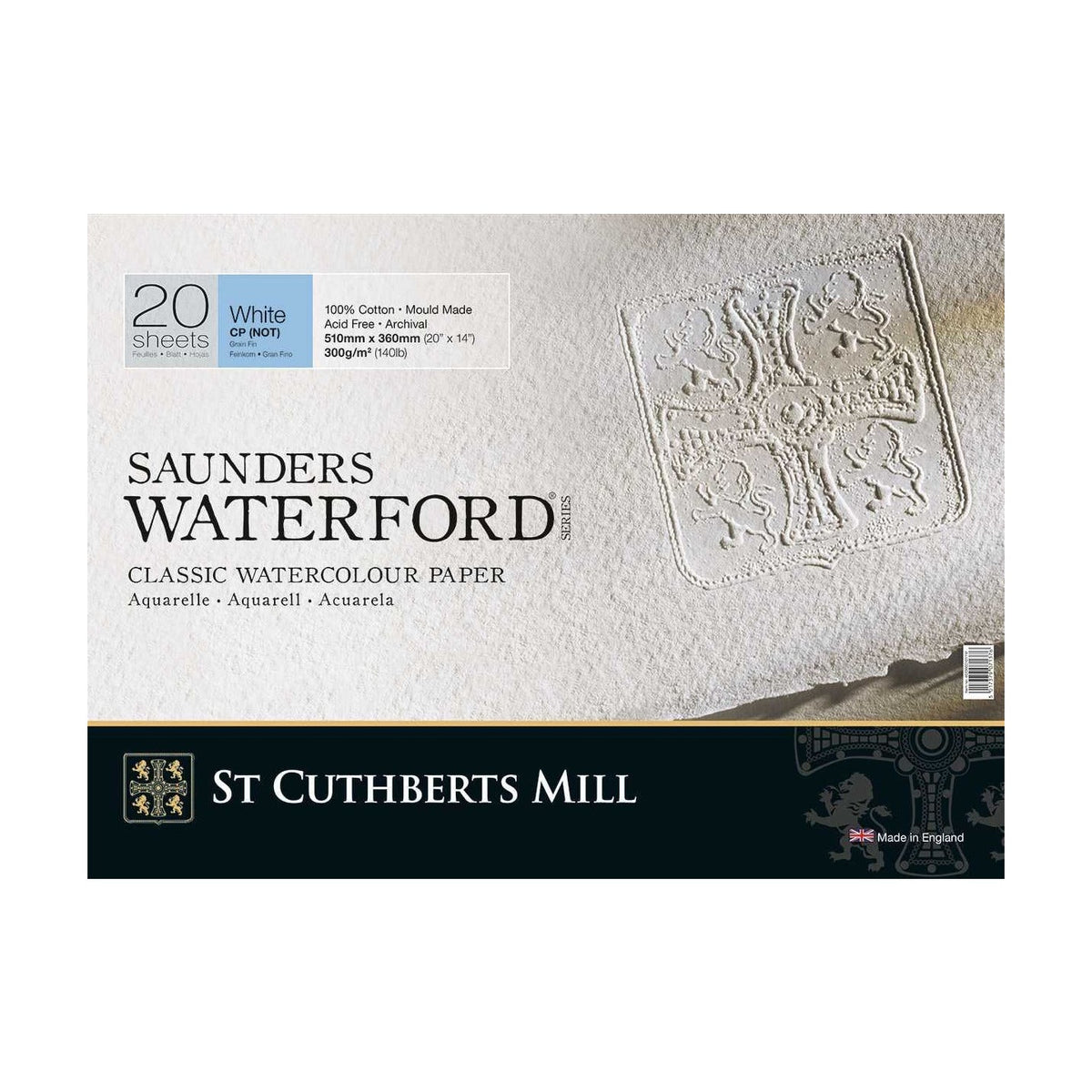 Blocco acquerello CANSON St Cuthberts Saunders Waterford CP bianco 300 g/m² 20 fogli – 26 – 51 cm