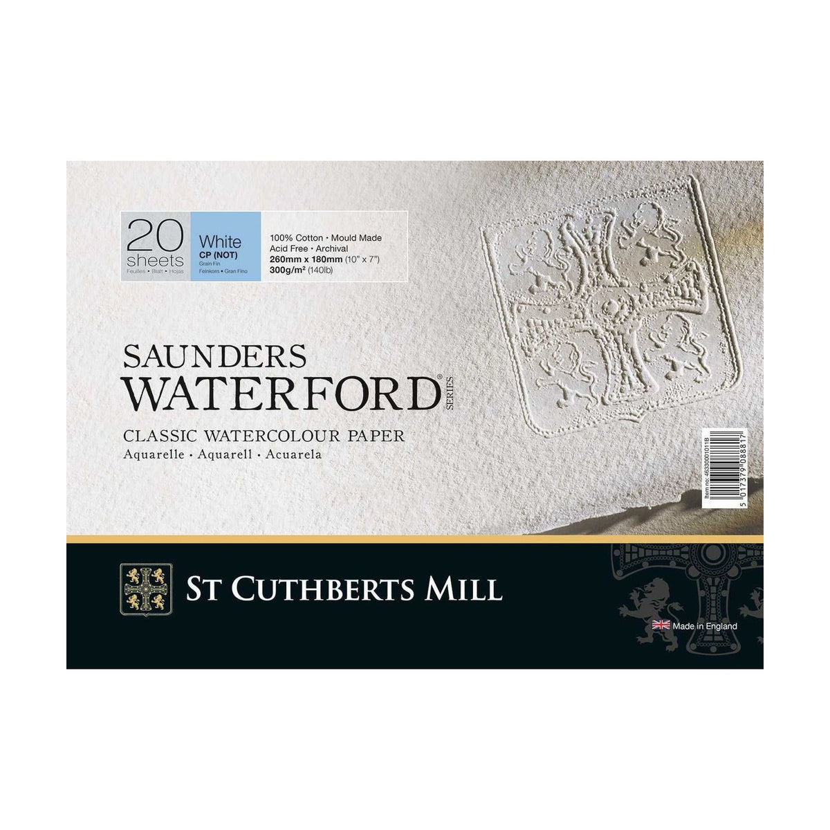 Blocco acquerello CANSON St Cuthberts Saunders Waterford CP bianco 300 g/m² 20 fogli – 26 – 51 cm