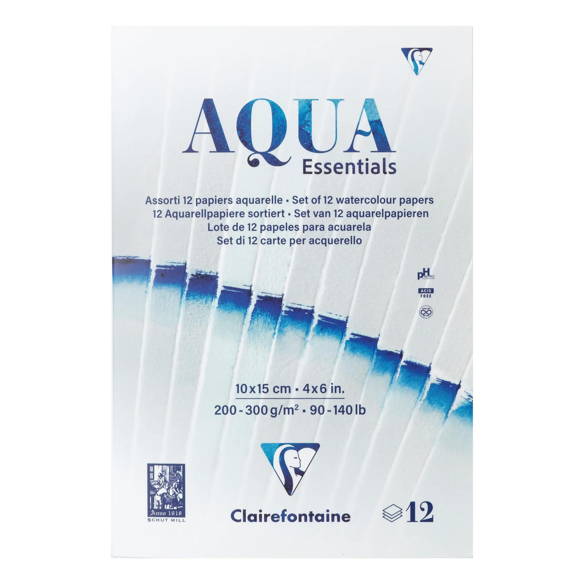 Blocco acquerello CLAIREFONTAINE Aqua Essentials 200 a 300 g/m² 10 – 24 cm - 12 fogli