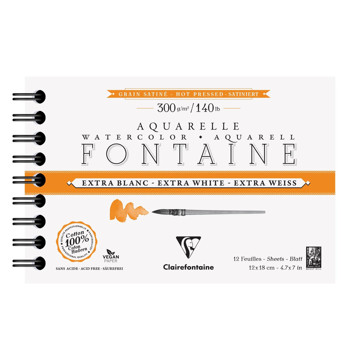 Blocco acquerello CLAIREFONTAINE Fontaine HP extra bianco 300 g/m² 12 x 18 cm - 12 fogli