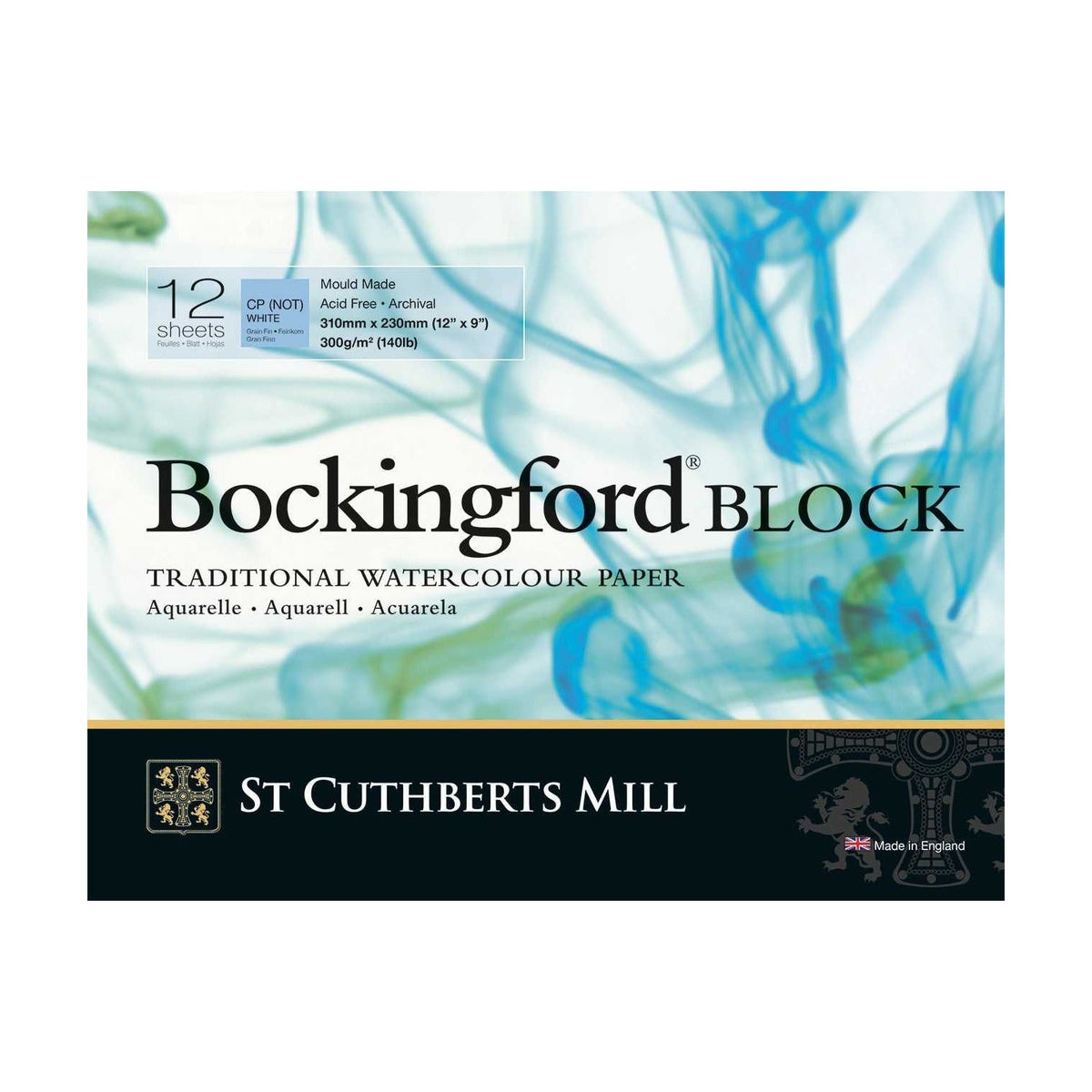 Blocco acquerello St Cuthberts Mill Bockingford CP bianco 300 g/m² 12 fogli – 31 – 41 cm