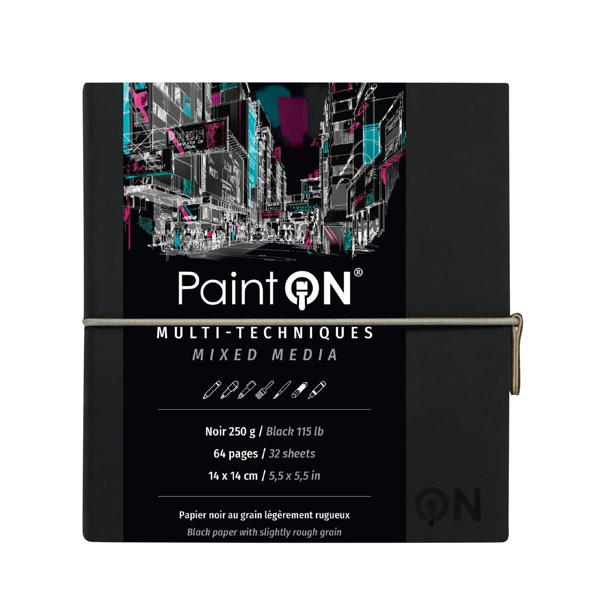 Blocco carta Clairefontaine Paint'On nero 250 g/m² - 32 fogli (A5 – 14 x 14 cm)