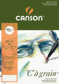 Blocco da disegno CANSON C a grain 180 g - 30 fogli, A4, grana fine incollato
