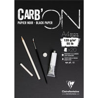 Blocco da disegno con carta nera CLAIREFONTAINE Carb'On 120 g/m² – 20 fogli