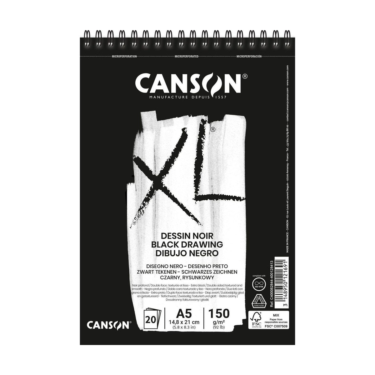 Blocco di carta da disegno CANSON XL Dessin Nero A5 - 150 g/m², 30 fogli