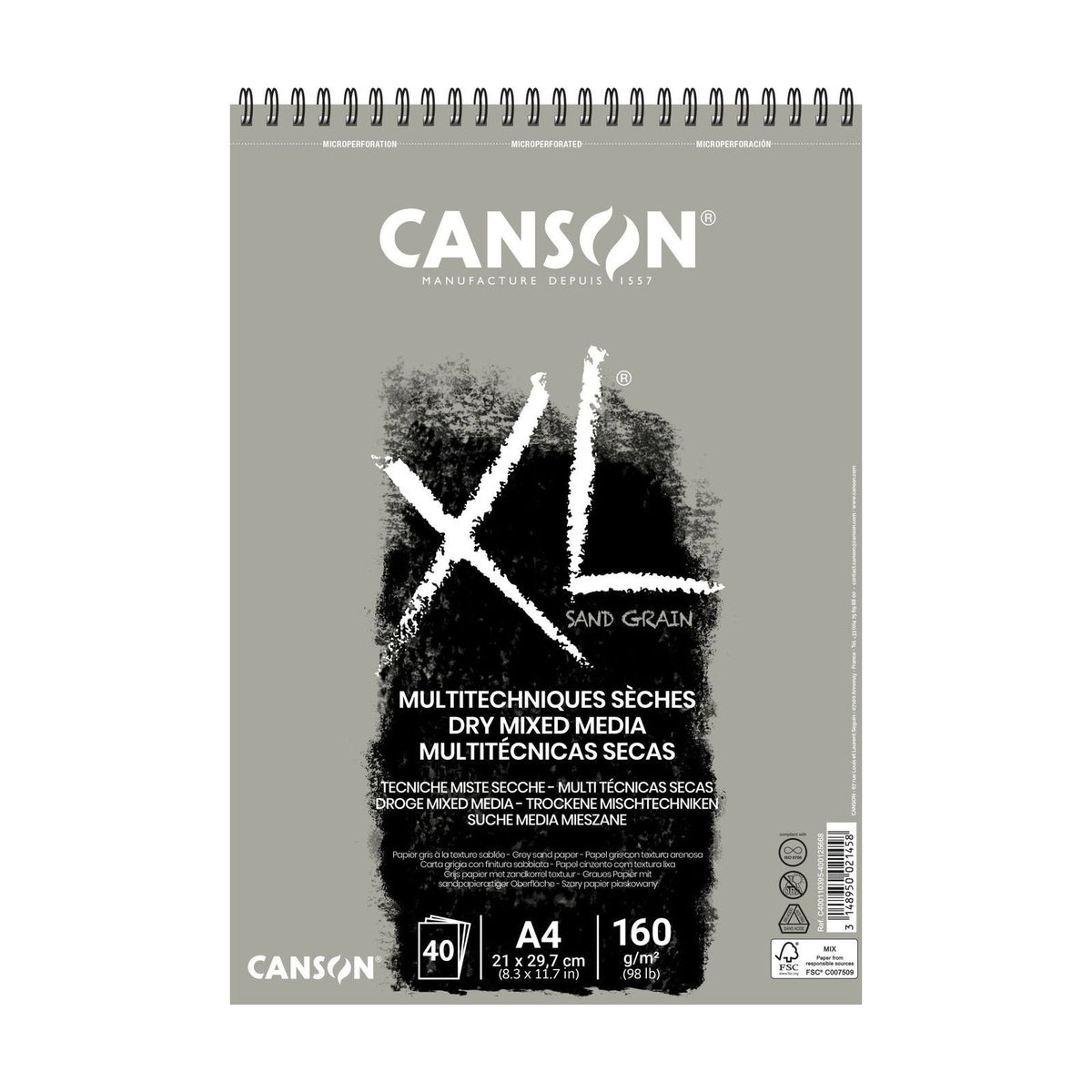 Blocco di carta da disegno CANSON XL Touch grigio 160 g/m² A4 – A3 - 40 fogli