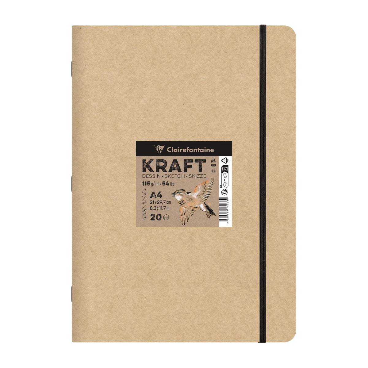 Blocco di carta kraft CLAIREFONTAINE 115 g/m² – A5 – A4, 20 fogli