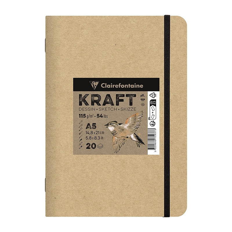 Blocco di carta kraft CLAIREFONTAINE 115 g/m² – A5 – A4, 20 fogli