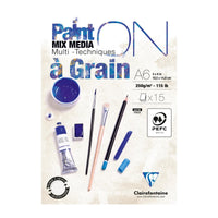 Blocco mix media CLAIREFONTAINE Paint'On a grain 250 g/m² A6 - 15 fogli