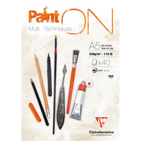 Blocco mixed media CLAIREFONTAINE Paint'On bianco A5 250 g/m² - 40 fogli