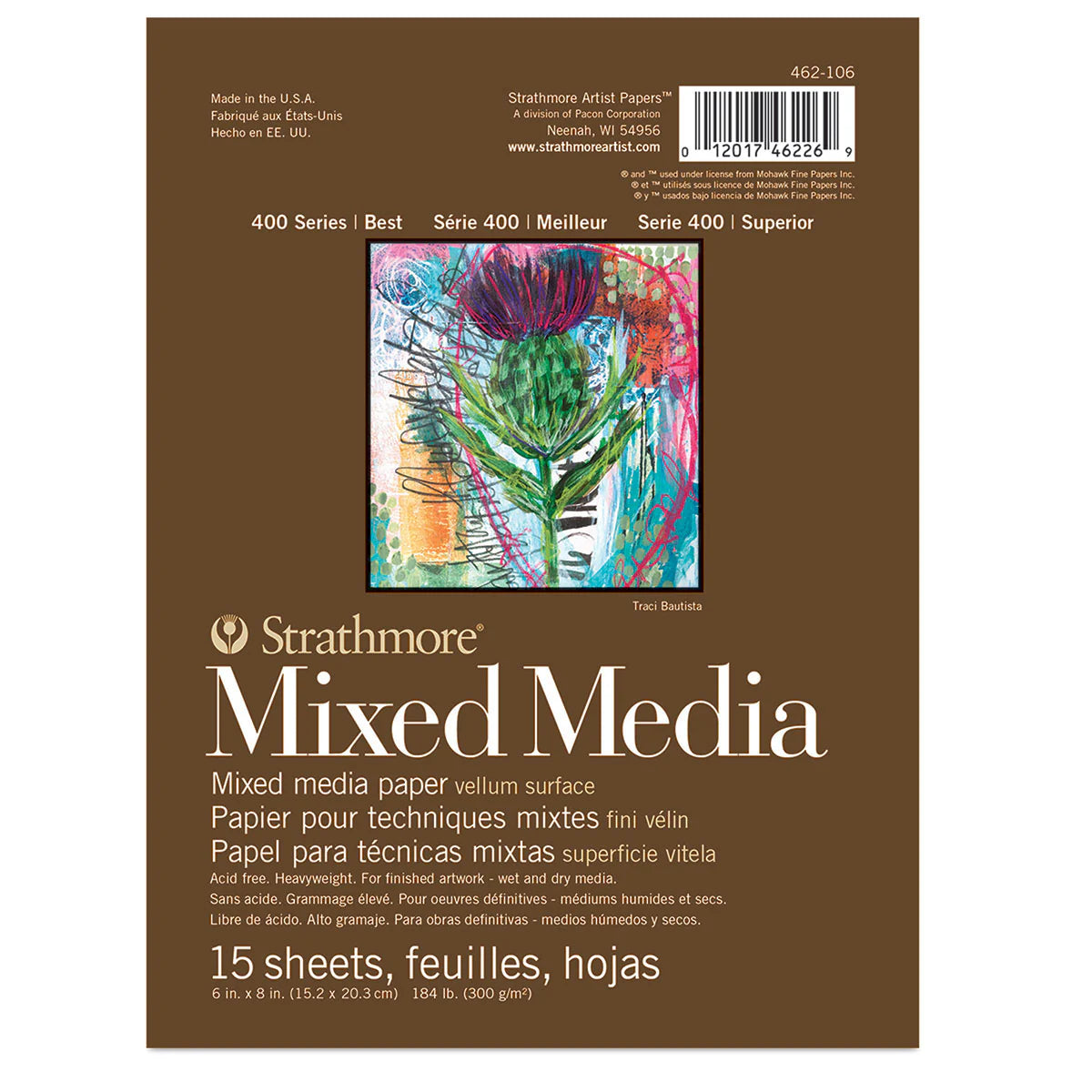 Blocco mixed media STRATHMORE Serie 400 300 g/m² 15 x 20 cm - 15 fogli