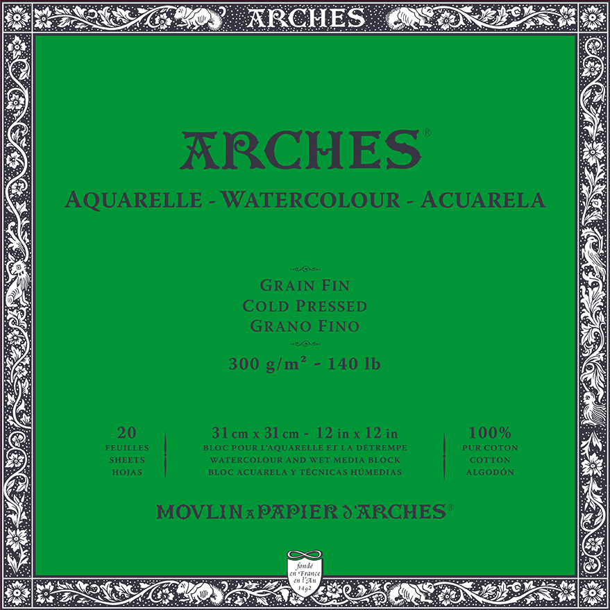Blocco per acquerello ARCHES Grana Fine Bianco Naturale 300 g/m² – 20 fogli