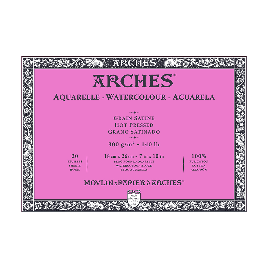 Blocco per acquerello ARCHES HP bianco naturale 300 g/m² – 20 fogli