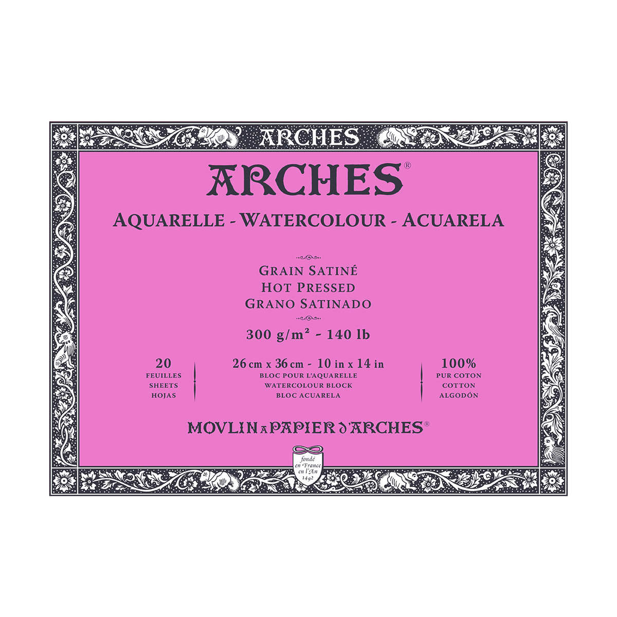 Blocco per acquerello ARCHES HP bianco naturale 300 g/m² – 20 fogli