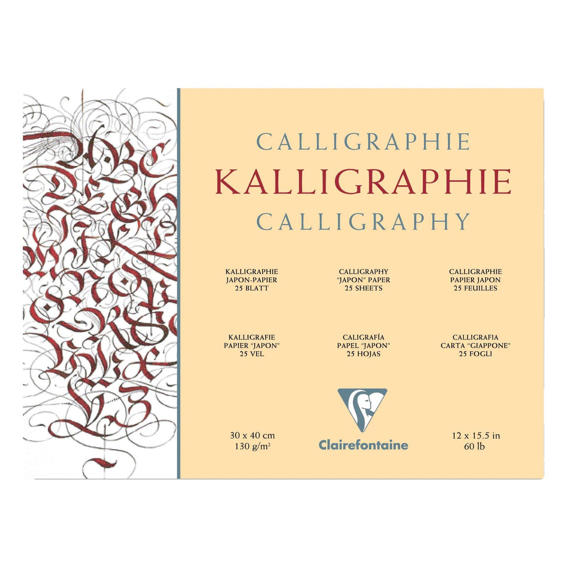 Blocco per calligrafia CLAIREFONTAINE Avorio 130 g 25 fogli – 24 x 30 cm