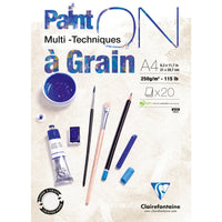 Blocco per tecniche miste CLAIREFONTAINE Paint'On a grain 250 g – 20 fogli