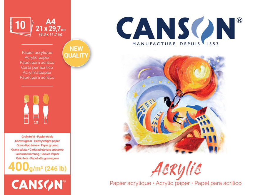 Canson blocco per acrilico CP Natural White 400 g/m² - 10 fogli, 24 x 33 cm