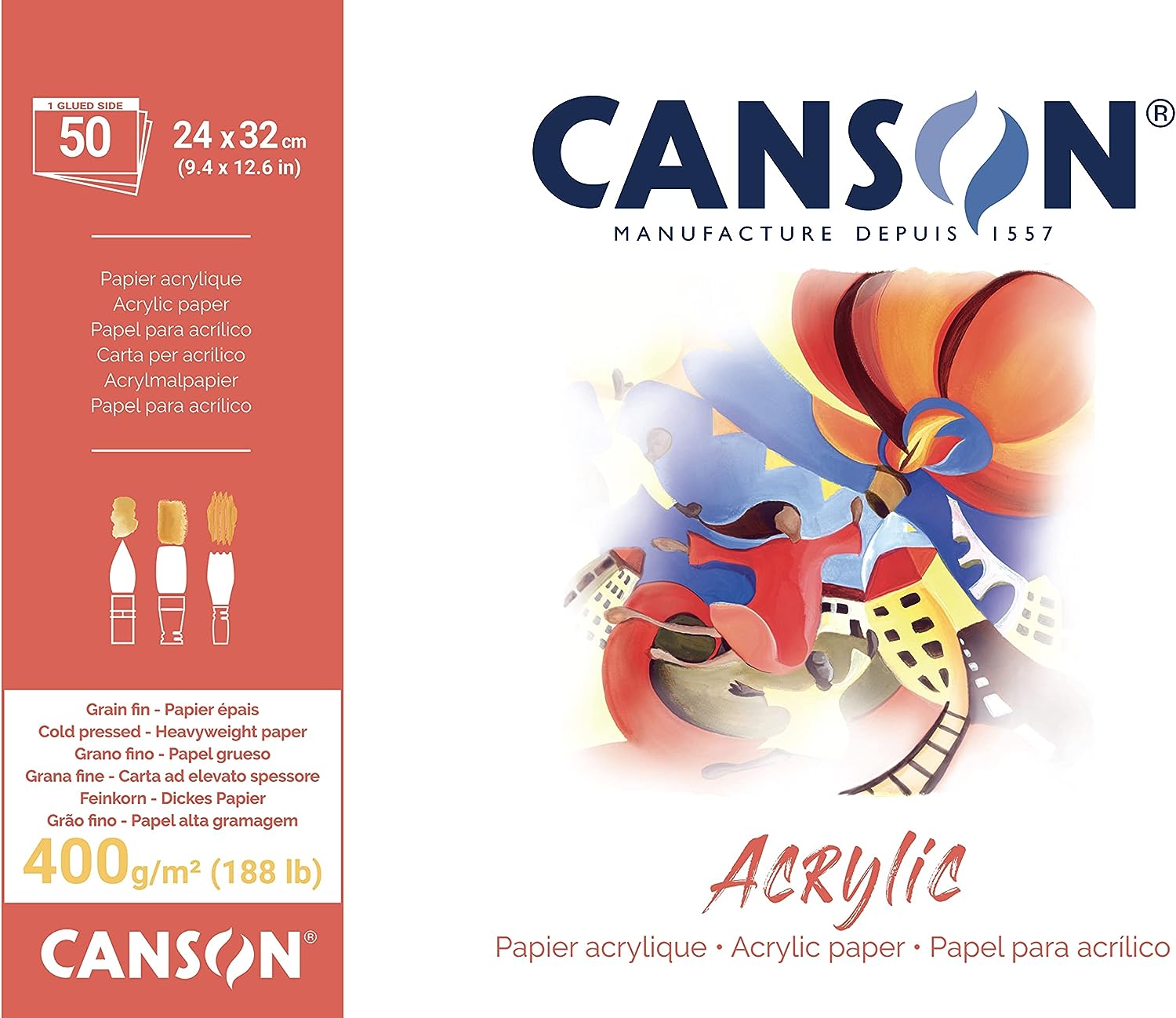 Canson blocco acrilico CP Natural White 400 g/m² - 50 fogli, 24 x 32 cm