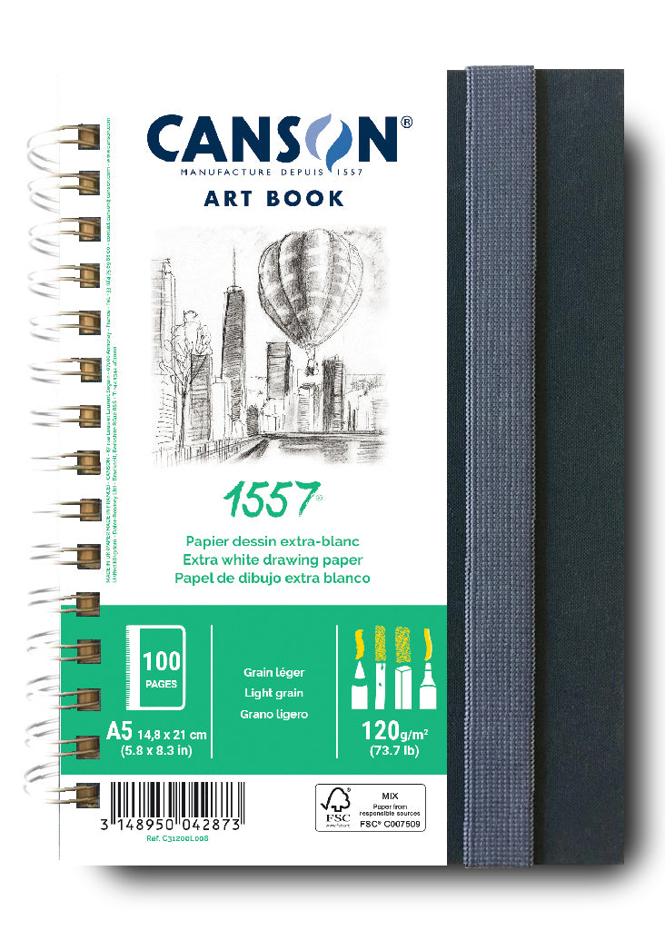 Album da disegno Canson Art Book 1557 con copertina rigida – A5, 120 g, 50 fogli