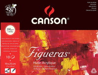 Canson Figueras blocco per pittura a olio e acrilico 290 g, 10 fogli, 33 x 41 cm