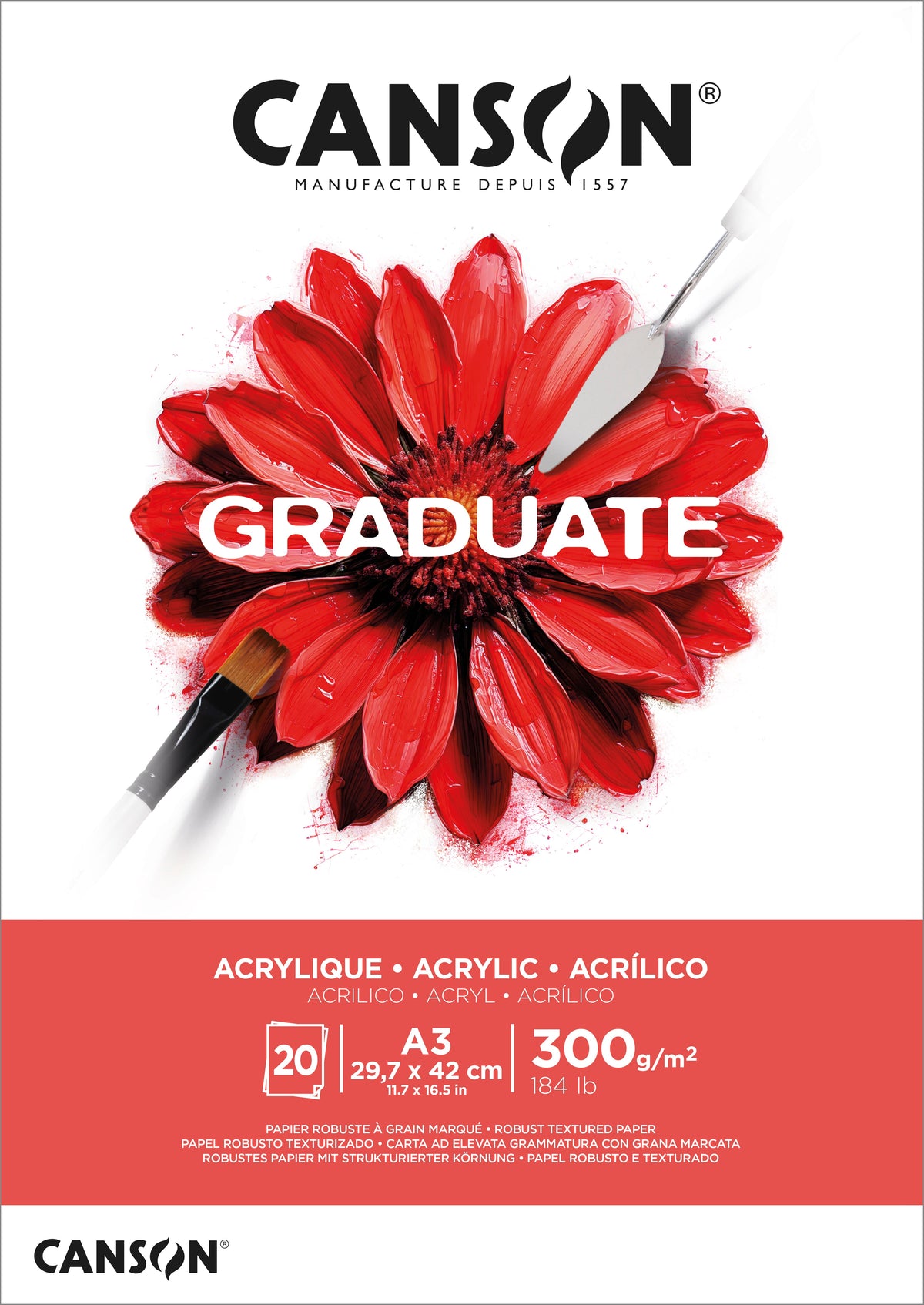 CANSON Graduate blocco acrilico 300 g 20Fg A3 incollato