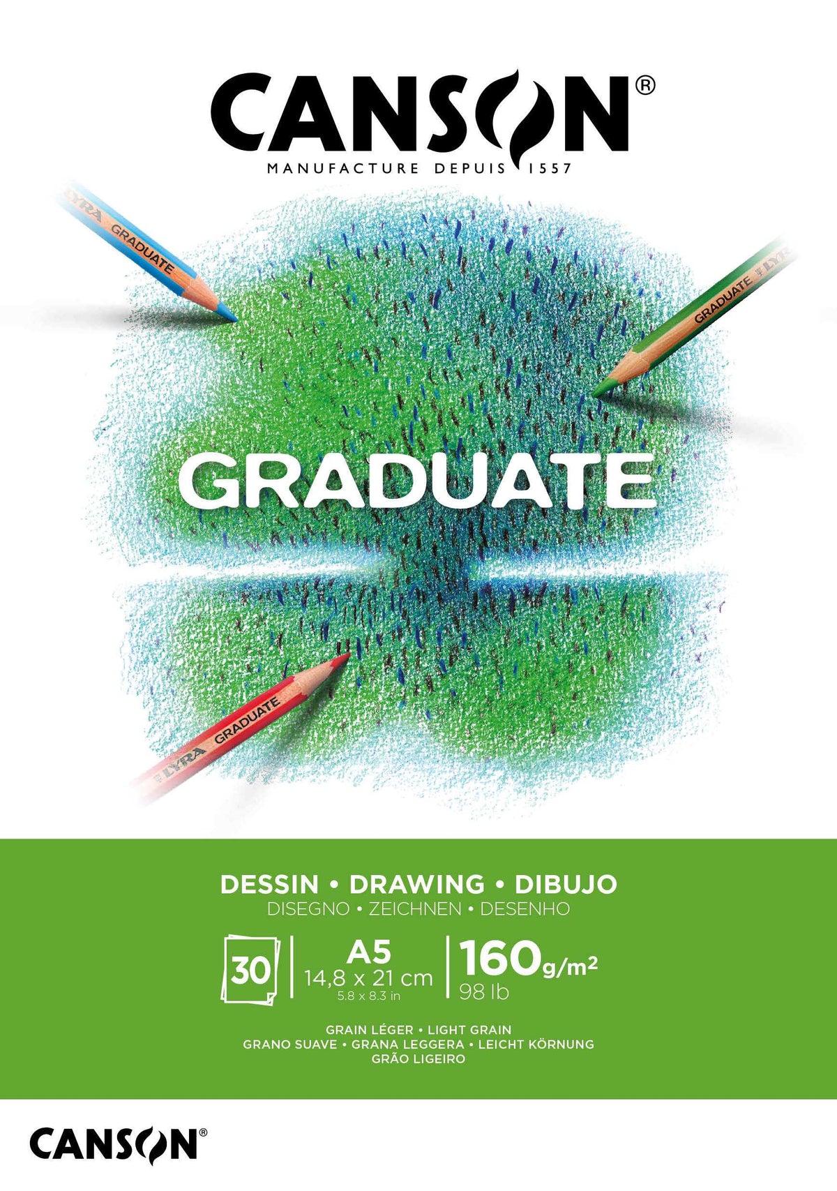 Canson Graduate blocco da disegno bianco 160 g/m² 30 fogli A5 incollato