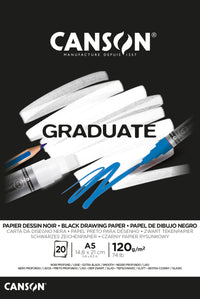 CANSON Graduate blocco da disegno nero 120 g/m² 20 fg A5 incollato