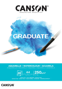 CANSON Graduate blocco per acquerello CP 250 g - 20 fogli, A4, collato