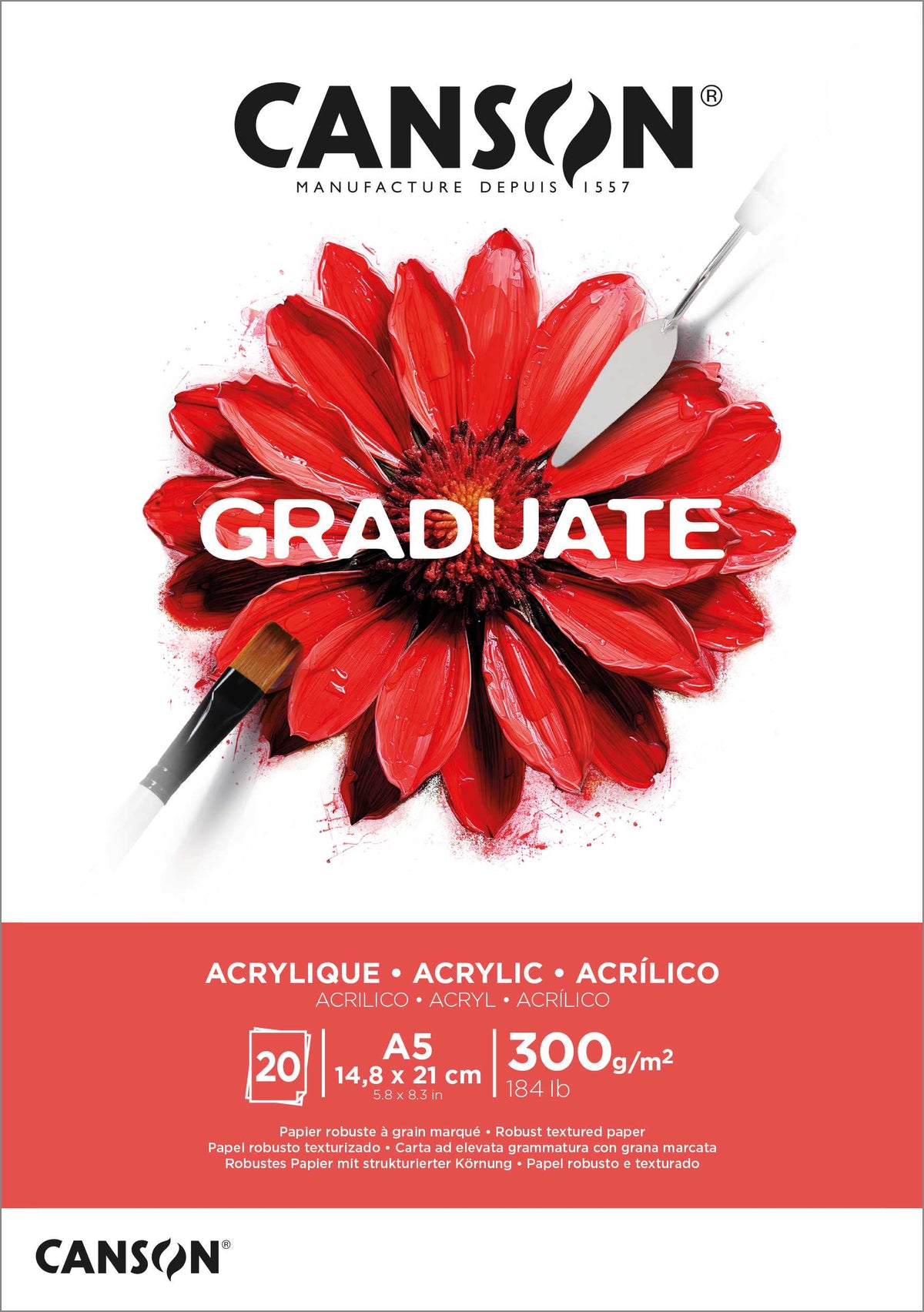 CANSON Graduate blocco per acrilico 300 g/m² - 20 fogli, A5