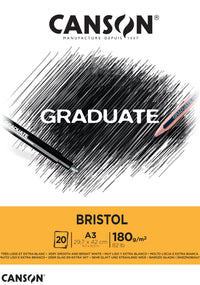 CANSON Graduate Bristol blocco da disegno 180 g/m² - 20 fogli, A3, incollato