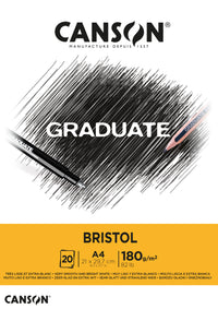 Blocco da disegno CANSON Graduate Bristol 180 g/m² A4 - 20 fogli, incollato