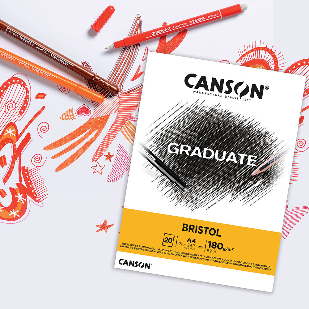 Blocco da disegno CANSON Graduate Bristol 180 g/m² A4 - 20 fogli, incollato