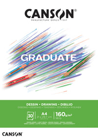 Blocco da disegno Canson Graduate White 160 g/m² A4 collato - 30 fogli