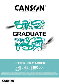Blocco per lettering e pennarelli CANSON Graduate Lettering Marker 180 g/m² - A4, 20 fogli