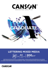 Canson Graduate Lettering Mix Media blocco collato A3 - 200 g/m², 20 fogli