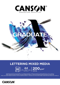 Canson Graduate Lettering Mix Media blocco 200 g/m² - 20 fogli, A4